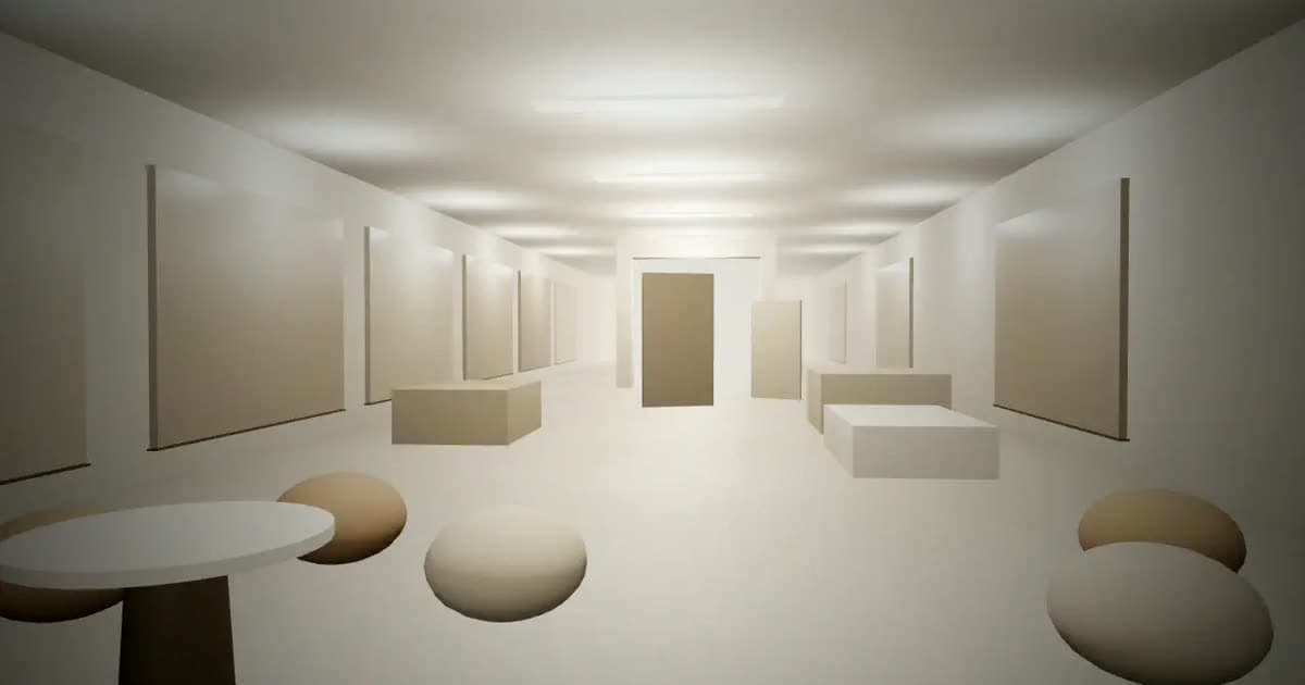 La demo Materica: l'interno di uno showroom che si attraversa scorrendo la pagina.